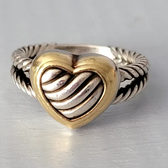 David Yurman Two-Tone Cable Heart Ring